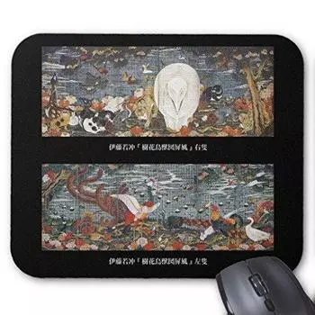 Mouse pad of Ito Screen of Birds and Photopad Jakuchu Jakuchu s Folding Trees, Flowers, Beasts (Ito series)