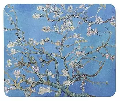 Mouse pad of Vincent van of a Blooming Almond Photopad Famous Paintings Version with a stronger blue Gogh s Branches Tree (World Series) (D tone)