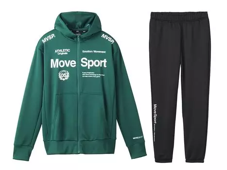 Move Sport Легкий гладкий спортивный комплект из верхней и нижней части с аутентичным логотипом Alphabet GR00xBK00 Зеленый x [Move Sports] Куртка/брюки ST4FSW41M/ST4FPZ41M (JP, Джаспо,