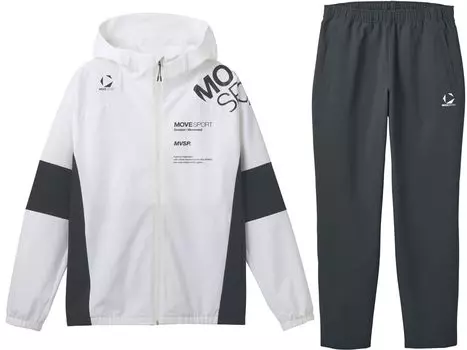 Move Sport Солнцезащитный эластичный тонкий трикотажный комплект из верхней и нижней части SUNSCREEN TAIKYU Alphabet WHBKxBK00 Белый x [Move Sports] Толстовка с капюшоном/брюки
