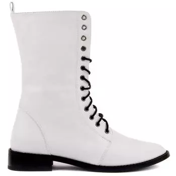 Moxee - Женские почтовые сапоги белого цвета с каменными деталями на молнии