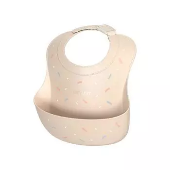 Moyoum силиконовый нагрудник для детского питания Sweet Party, бежевый, 1 шт., 1 шт.
