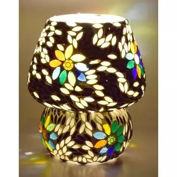 Мозаичная стеклянная лампа в форме гриба для украшения дома/офиса/фестиваля (Лампочка в комплект не входит.) ( 17 см)