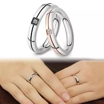 Мозаичное кольцо с кубическим цирконием из нержавеющей стали, сверкающее кристаллическое кольцо для пары, навсегда любовь для романтических обручальных колец R19102 9