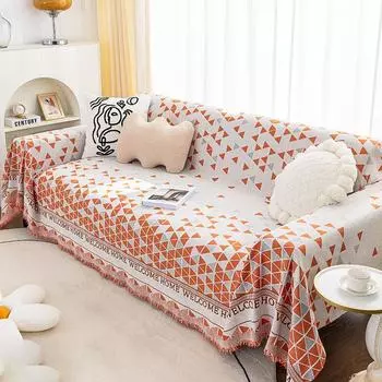 Мозаичное одеяло с кисточками, одноместное, полное, четырехсезонное, хлопковое, чехол для дивана, защита от пыли и царапин, защита от царапин, диванное одеяло, ковер 180x180