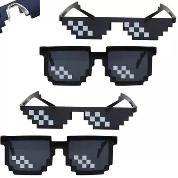 Мозаичные солнцезащитные очки, очки для вечеринки, забавные солнцезащитные очки, мозаичные очки в горошек, стильные, крутые, уникальные, аксессуары для косплея, набор носоупоров [CINECE] (черный