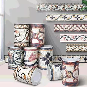 Мозаичный плинтус, угловая наклейка на стену, ванная комната, офис, стекло, линия талии, домашний декор, водостойкий пол, волновод, художественные обои YXT-M01