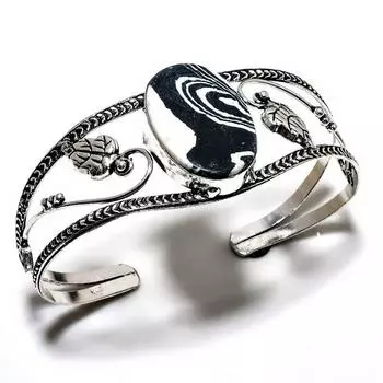 Мозаика Яшма Драгоценный камень 925 Посеребренная ювелирная манжета ручной работы Браслет