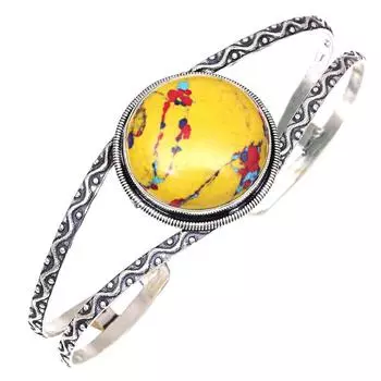 Мозаика Яшма Драгоценный Камень Антикварные Ювелирные Изделия Браслеты-Манжеты 7 Регулируемые