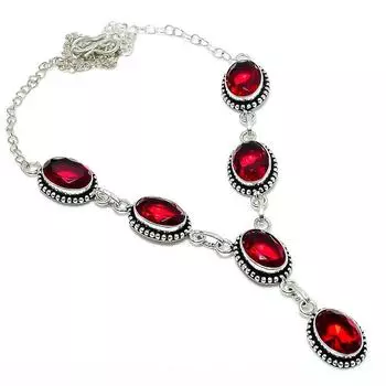 Ювелирные изделия из серебра 925 пробы с мозамбикским гранатом, 18 дюймов E3Q49 красный