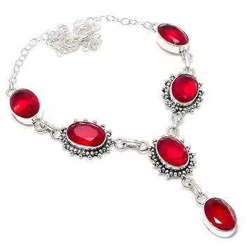Ювелирные изделия из серебра 925 пробы с мозамбикским гранатом, 18 дюймов, a1p65 красный