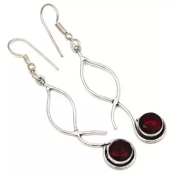 Mozambique Garnet Gemstone Gift For Her Silver Jewelry Earrings 2.5