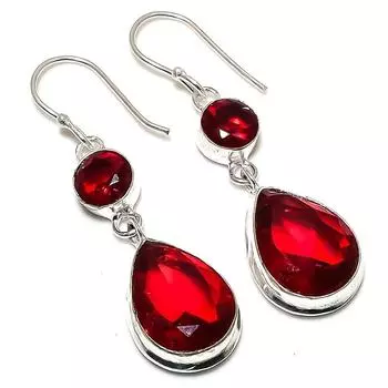 Mozambique Garnet Gemstone Handmade 925 Sterling Silver Earring 2.17 j3q82