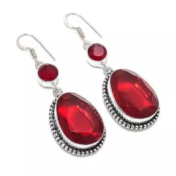 Mozambique Garnet Handmade 925 Sterling Silver Jewelry Earring 2.40 A4d81