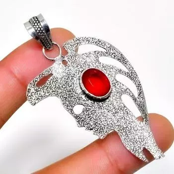 Мозамбикский гранат, драгоценный камень 925, посеребренная подвеска ручной работы, 2,27 дюйма 2.27 красный