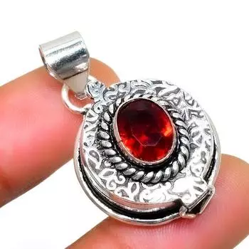 Мозамбикский гранат, драгоценный камень 925, посеребренная подвеска ручной работы, 1,25 дюйма 1.25 красный