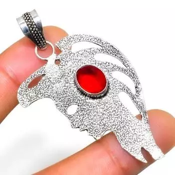 Мозамбикский гранат, драгоценный камень 925, посеребренная подвеска ручной работы, 2,34 дюйма 2.34 красный