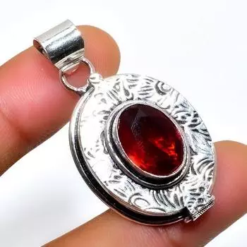 Мозамбикский гранат, драгоценный камень 925, посеребренная подвеска ручной работы, 1,70 дюйма 1.70 красный