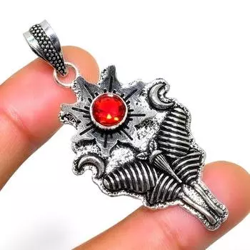 Мозамбикский гранат, драгоценный камень 925, посеребренная подвеска ручной работы, 2,08 дюйма 2.08 красный