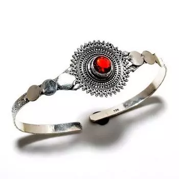 Мозамбикский гранат, драгоценный камень 925 пробы, посеребренный ювелирный браслет ручной работы, браслет-манжета