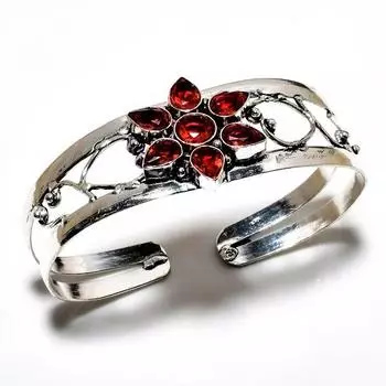 Мозамбикский гранат, драгоценный камень 925 пробы, посеребренный ювелирный браслет ручной работы, браслет-манжета