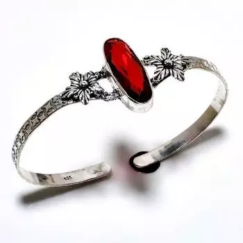 Мозамбикский гранат, драгоценный камень 925 пробы, посеребренный ювелирный браслет ручной работы, браслет-манжета