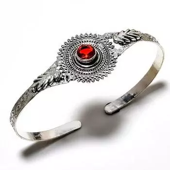 Мозамбикский гранат, драгоценный камень 925 пробы, посеребренный ювелирный браслет ручной работы, браслет-манжета