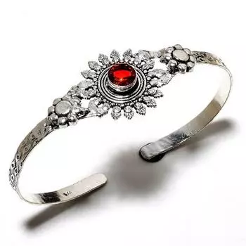 Мозамбикский гранат, драгоценный камень 925 пробы, посеребренный ювелирный браслет ручной работы, браслет-манжета