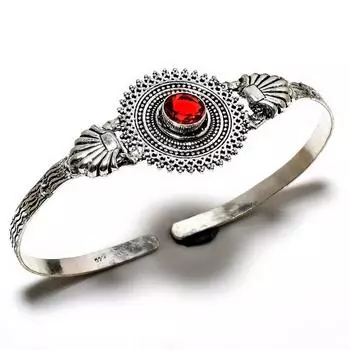 Мозамбикский гранат, драгоценный камень 925 пробы, посеребренный ювелирный браслет ручной работы, браслет-манжета