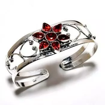 Мозамбикский гранат, драгоценный камень 925 пробы, посеребренный ювелирный браслет ручной работы, браслет-манжета