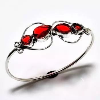 Мозамбикский гранат, драгоценный камень 925 пробы, посеребренный ювелирный браслет ручной работы, браслет-манжета