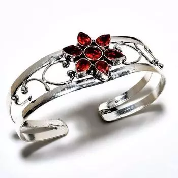 Мозамбикский гранат, драгоценный камень 925 пробы, посеребренный ювелирный браслет ручной работы, браслет-манжета