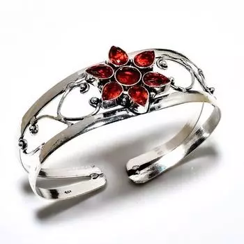 Мозамбикский гранат, драгоценный камень 925 пробы, посеребренный ювелирный браслет ручной работы, браслет-манжета