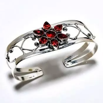 Мозамбикский гранат, драгоценный камень 925 пробы, посеребренный ювелирный браслет ручной работы, браслет-манжета