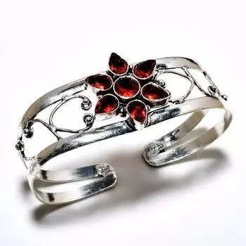 Мозамбикский гранат, драгоценный камень 925 пробы, посеребренный ювелирный браслет ручной работы, браслет-манжета