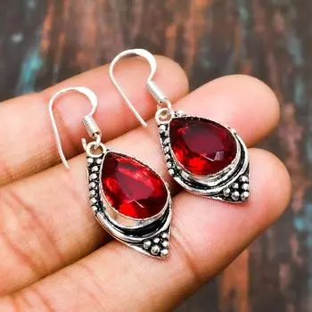 Мозамбикский гранат, ювелирные изделия ручной работы из стерлингового серебра 925 пробы 1.59 inches красный