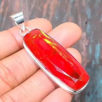 Мозамбикский гранатовый драгоценный камень ручной работы из стерлингового серебра 925 пробы 2.48 Inches красный