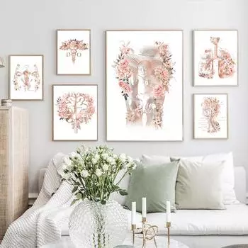 Мозг, легкие, нерв, плод, больница, образование, настенное искусство, холст, живопись, скандинавские постеры и принты, настенные картины, декор кабинета врача 21x30cm No Framed