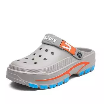 Можно носить дырявые туфли, мужские универсальные повседневные тапочки-мешки, нескользящие и износостойкие пляжные сандалии на толстой подошве 39 серый