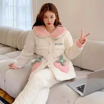 Можно носить вне дома Пижамы Ежемесячная одежда Послеродовой Кормящий Беременные женщины Пижамы Материнство Кормящий Плюс Толстые Домашняя одежда M