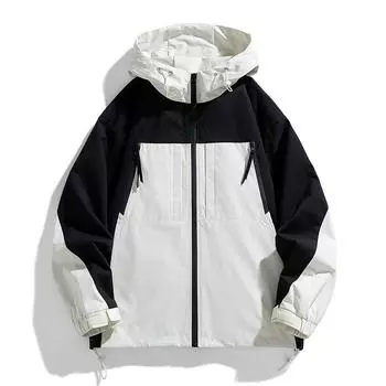 Можно открыть две куртки для активного отдыха, водонепроницаемые куртки, мужские весенние и осенние модные брендовые свободные куртки с капюшоном в тон цвета S