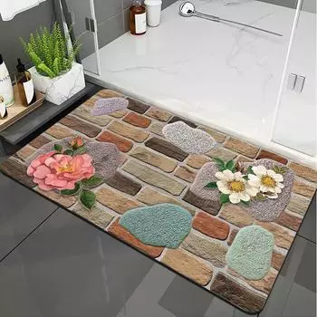 Можно разрезать по размеру, быстросохнущий мягкий коврик для ванной комнаты, нескользящий коврик для ног, напольный коврик для ванной комнаты, впитывающий коврик для двери, специальный напольный коврик для кухни 40x60cm белый