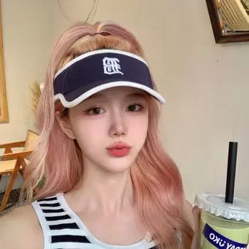 Можно завязать хвостик~ Пустая шапка детская спортивная летняя без верхней буквы простая беговая универсальная темно-синяя шляпа от солнца Adjustable чёрный