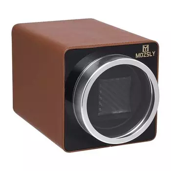 MOZSLY Автоматический заводной механизм для часов с бесшумным двигателем, 12 режимов вращения, подходит для мужских и женских часов, коричневая кожа