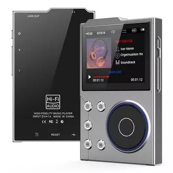MP3-плеер Bluetooth Lossless DSD High Definition Портативный HiFi цифровой аудиоплеер с памятью 16 ГБ, поддерживает до 128 ГБ 16GB серый