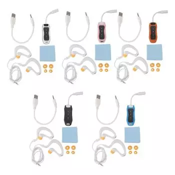 MP3-плеер IPX8 водонепроницаемый перезаряжаемый музыкальный плеер USB2.0 с водонепроницаемыми наушниками для плавания Orange 8GB