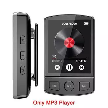 MP3-плеер Портативный Спортивный Клип Walkman Звук Hi-Fi Совместимый с Bluetooth 5.2 Студенческий Walkman Экран 1,77 дюйма с FM-радио Электронная книга No TF Card чёрный