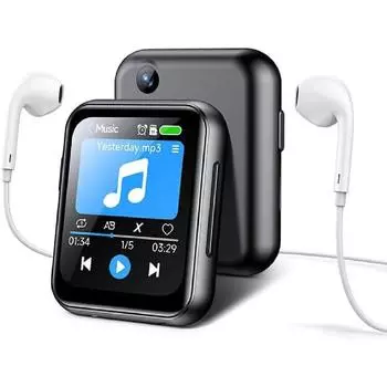 MP3-плеер с TF-картой емкостью 128 ГБ, цифровая камера FHD 720p, Bluetooth 5.4-плеер со звуком без потерь, портативный музыкальный плеер с 2-дюймовым сенсорным экраном и динамиком чёрный