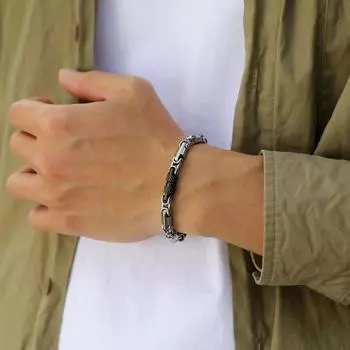 Mprainbow византийские браслеты в стиле панк для мужчин и мальчиков, браслет-цепочка из нержавеющей стали черного и серебряного цвета, ювелирные изделия ручной работы