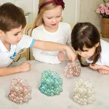 Мяч-антистресс, наполненный бусинами, игрушка для снятия тревоги, сжимаемый мяч, сенсорная игрушка для детей розовый